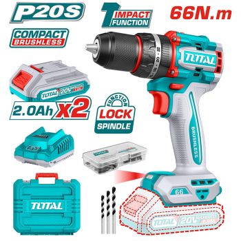 Máy khoan búa không chổi than dùng pin Lithium Ion 20V total TIDLI20668