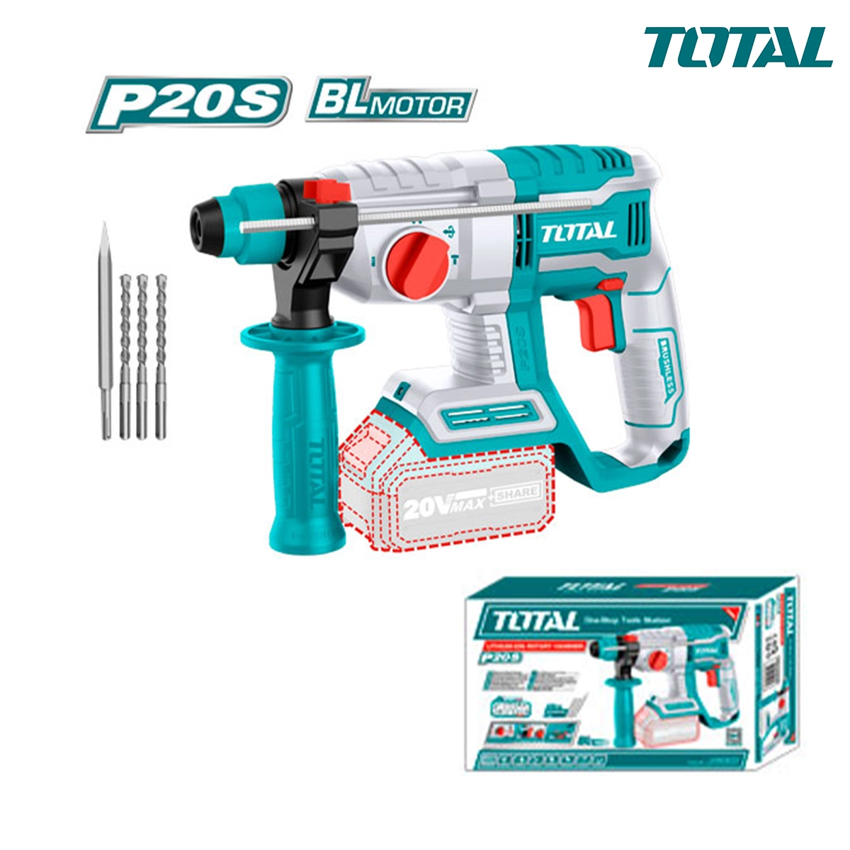 Máy khoan đục dùng pin 20V total TRHLI20208