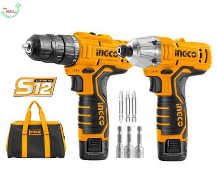  Bộ combo máy khoan 10mm & siết vít dùng pin 12V