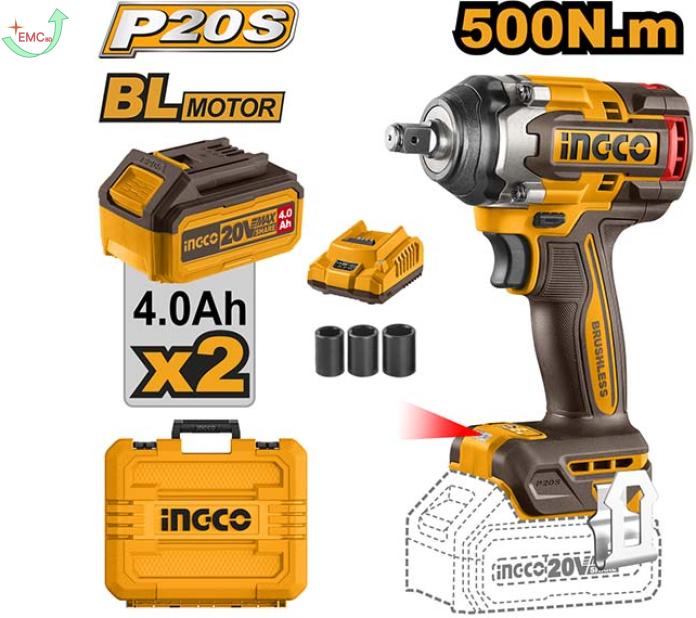  Máy siết bu lông dùng pin 20V-500Nm 