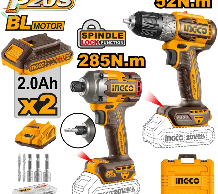  Bộ combo Máy  khoan & máy  siết vít dùng pin  20V