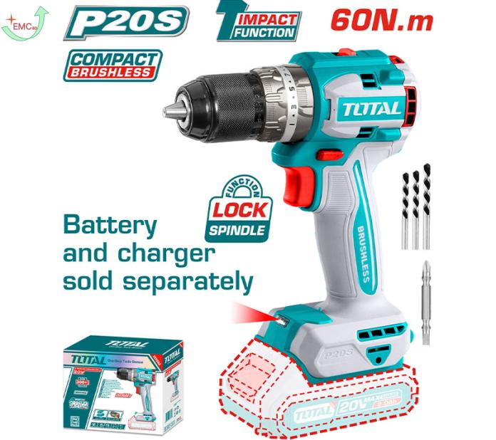 Máy khoan búa không chổi than total TIDLI206021