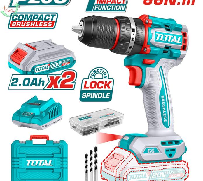 Máy khoan búa không chổi than total TIDLI20668