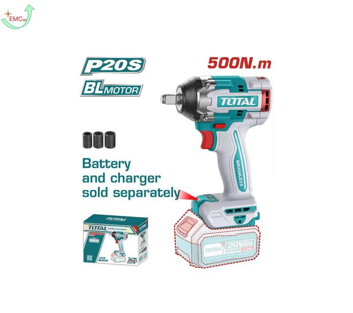  Máy siết buloong không chổi than dùng pin 20V (không kèm pin sạc)