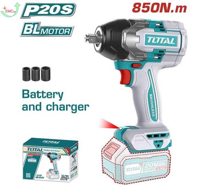  Máy siết buloong không chổi than dùng pin 20V TIWLI20851