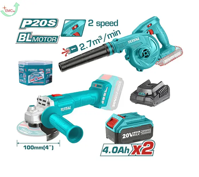 Bộ combo máy mài góc TAGLI20107 và thổi bụi TABLI20018 dùng pin 20V