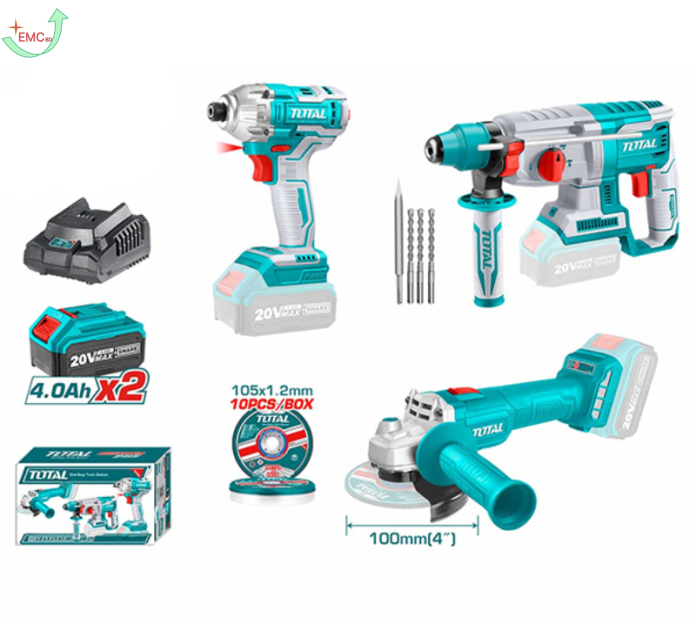  Bộ combo 3 máy khoan động lực, máy mài góc và  máy siết vít dùng pin 20V