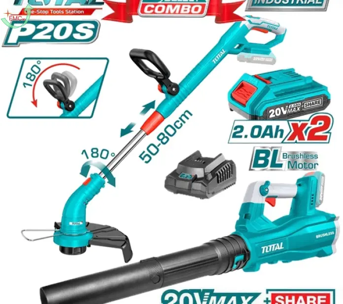  Bộ combo máy cắt cỏ TGTLI20018 và máy thổi bụi TABLI20323 dùng pin 20V