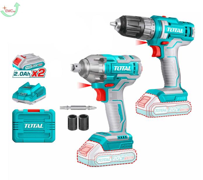  Bộ combo máy khoan TDLI200528 và máy siết buloong TIWLI2038 dùng pin 20V